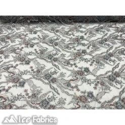 Floral Embroidery Beaded Fabric With Sequin On Mesh -Luxtex Store floral embroidery beaded fabric with sequin on mesh 939656