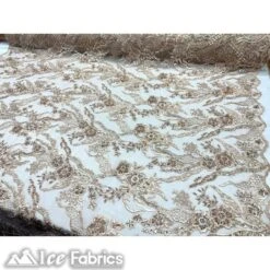Floral Embroidery Beaded Fabric With Sequin On Mesh -Luxtex Store floral embroidery beaded fabric with sequin on mesh 980979