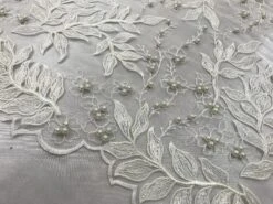 Floral Lace Fabric By The Yard_ Embroidered Beaded Fabric -Luxtex Store floral lace fabric by the yard embroidered beaded fabric 180425