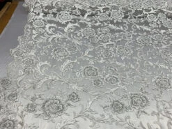 Floral White Lace Fabric | Embroidery Beaded Lace -Luxtex Store floral white lace fabric embroidery beaded lace 651805