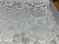 Floral White Lace Fabric | Embroidery Beaded Lace -Luxtex Store floral white lace fabric embroidery beaded lace 966547