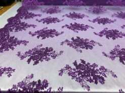 French Design Flower/Floral Mesh Lace (By The Yard) Embroidery Lace Fabric (Purple) For Tablecloths/ Runners/ Skirts/ Costumes -Luxtex Store french design flowerfloral mesh lace by the yard embroidery lace fabric purple for tablecloths runners skirts costumes 253053