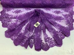 French Design Flower/Floral Mesh Lace (By The Yard) Embroidery Lace Fabric (Purple) For Tablecloths/ Runners/ Skirts/ Costumes -Luxtex Store french design flowerfloral mesh lace by the yard embroidery lace fabric purple for tablecloths runners skirts costumes 395710