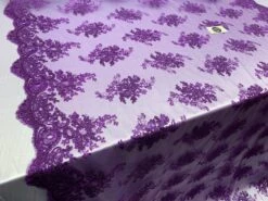 French Design Flower/Floral Mesh Lace (By The Yard) Embroidery Lace Fabric (Purple) For Tablecloths/ Runners/ Skirts/ Costumes -Luxtex Store french design flowerfloral mesh lace by the yard embroidery lace fabric purple for tablecloths runners skirts costumes 660131