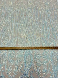 Geometric 4 Way Stretch Sequin Fabric | Baby Blue | Embroidered Fabric -Luxtex Store geometric 4 way stretch sequin fabric baby blue embroidered fabric 191621