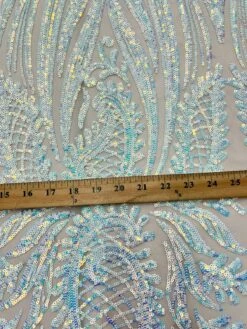Geometric 4 Way Stretch Sequin Fabric | Baby Blue | Embroidered Fabric -Luxtex Store geometric 4 way stretch sequin fabric baby blue embroidered fabric 229706