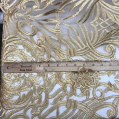 Gold Embroidered Bridal Wedding Designed Beaded Mesh Lace Fabric -Luxtex Store gold embroidered bridal wedding designed beaded mesh lace fabric 477815