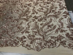 Graceful Designed Champagne Embroidered Sequin 4 Way Stretch Fabric For Night-gowns, Customs Skirts -Luxtex Store graceful designed champagne embroidered sequin 4 way stretch fabric for night gowns customs skirts 290850