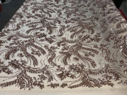 Graceful Designed Champagne Embroidered Sequin 4 Way Stretch Fabric For Night-gowns, Customs Skirts -Luxtex Store graceful designed champagne embroidered sequin 4 way stretch fabric for night gowns customs skirts 838616