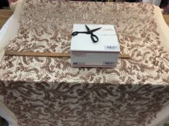 Graceful Designed Champagne Embroidered Sequin 4 Way Stretch Fabric For Night-gowns, Customs Skirts -Luxtex Store graceful designed champagne embroidered sequin 4 way stretch fabric for night gowns customs skirts 985243