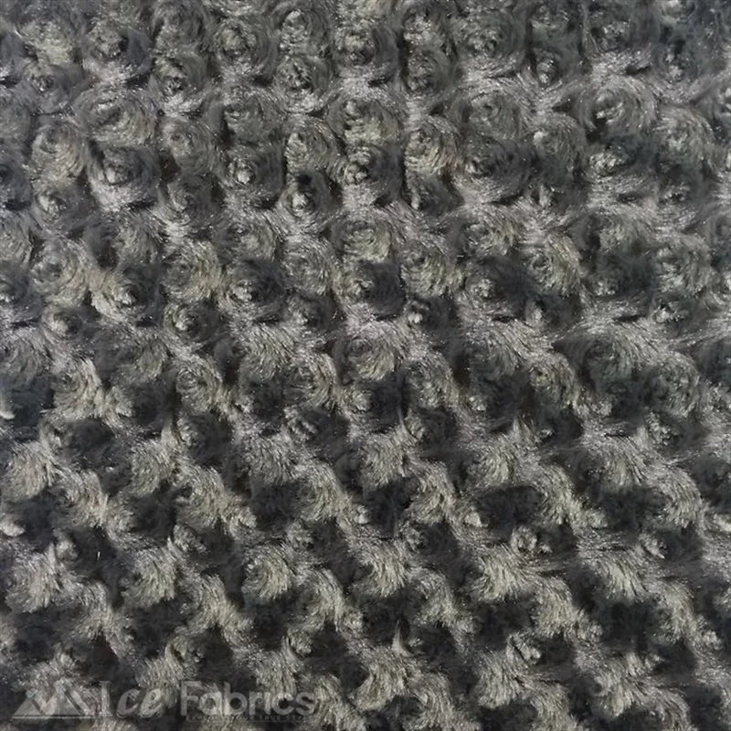 Grey Minky Rose Rosebud Fabric Blanket Fabric 3 Grey Minky Rose Rosebud Fabric Blanket Fabric