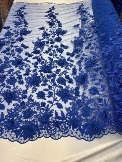 Handmade 3D Flowers Embroidered Beads And Pearls Beaded Mesh Lace Fabric -Luxtex Store handmade 3d flowers embroidered beads and pearls beaded mesh lace fabric 949586