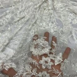 Handmade Floral Luxury Flowers Sequins Beaded Mesh Lace