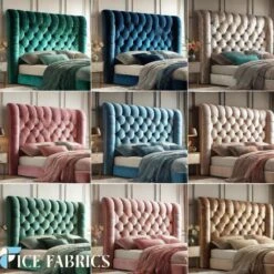 Aqua Stretch Crushed Velvet Upholstery Fabric -Luxtex Store headboards 4
