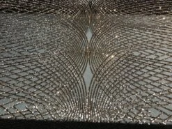 Heavy Bronze Embroidered 4 Way Stretch Sequin Wedding Prom Fabric Sold By The Yard