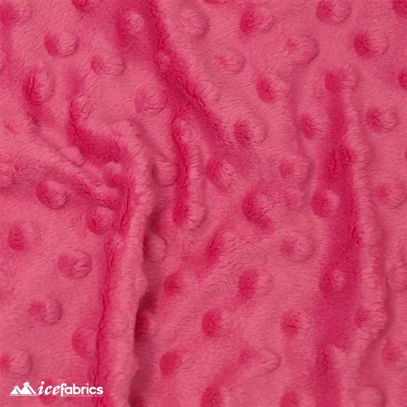 Hot Pink Dimple Polka Dot Minky Fabric / Ultra Soft / 4 Hot Pink Dimple Polka Dot Minky Fabric / Ultra Soft / - Image 2