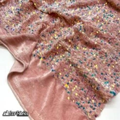 Iridescent Dusty Rose Emma Embroidery Sequin Velvet Fabric By The Yard -Luxtex Store iridescent dusty rose emma embroidery sequin velvet fabric by the yard 394985
