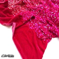 Iridescent Hot Pink Emma Stretch Velvet Fabric With Embroidery Sequin -Luxtex Store iridescent hot pink emma stretch velvet fabric with embroidery sequin 544540