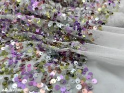Iridescent Lavender Green 3 Tone 4 Way Stretch Sequin Fabric On White Mesh -Luxtex Store iridescent lavender green 3 tone 4 way stretch sequin fabric on white mesh 806644