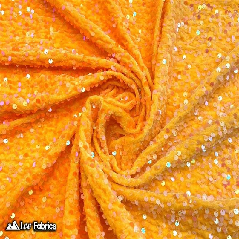 Iridescent Orange Emma Embroidery Sequin Velvet Fabric By The Yard 3 Iridescent Orange Emma Embroidery Sequin Velvet Fabric By The Yard