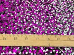 Iridescent Purple Silver 3 Tone 4 Way Stretch Sequin Fabric On Black Mesh Lace -Luxtex Store iridescent purple silver 3 tone 4 way stretch sequin fabric on black mesh lace 411175