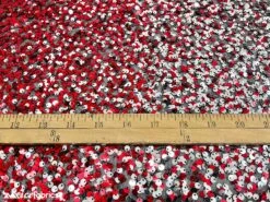 Iridescent Red Silver 3 Tone 4 Way Stretch Sequin Fabric On Black Mesh Lace -Luxtex Store iridescent red silver 3 tone 4 way stretch sequin fabric on black mesh lace 293816