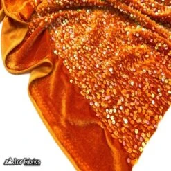 Iridescent Rust Emma Stretch Velvet Fabric With Embroidery Sequin -Luxtex Store iridescent rust emma stretch velvet fabric with embroidery sequin 165572