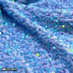 Iridescent Sky Blue Emma Stretch Velvet Fabric With Embroidery Sequin -Luxtex Store iridescent sky blue emma stretch velvet fabric with embroidery sequin 396934