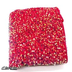 Iridescent Strawberry Pink Emma Stretch Velvet Fabric With Embroidery Sequin -Luxtex Store iridescent strawberry pink emma stretch velvet fabric with embroidery sequin 404986