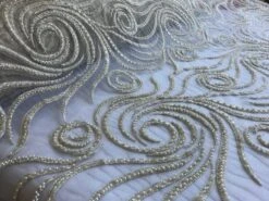 Ivory Beaded Floral Bridal Lace Flower Mesh Dress Wedding Sequins -Luxtex Store ivory beaded floral bridal lace flower mesh dress wedding sequins 259245