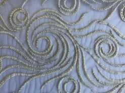 Ivory Beaded Floral Bridal Lace Flower Mesh Dress Wedding Sequins -Luxtex Store ivory beaded floral bridal lace flower mesh dress wedding sequins 926155