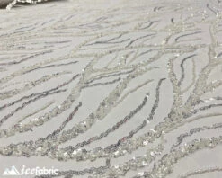 Ivory Handmade Beaded Fabric / Lace Fabric With Sequin