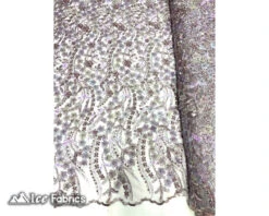 3D Flowers Floral Beaded Fabric | Sequin Lace On Mesh -Luxtex Store lavender 3d flowers floral beaded fabric sequin lace on mesh 2