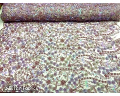 3D Flowers Floral Beaded Fabric | Sequin Lace On Mesh -Luxtex Store lavender 3d flowers floral beaded fabric sequin lace on mesh 3