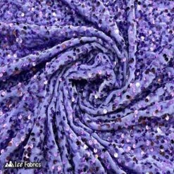 Lavender Emma Stretch Velvet Fabric With Embroidery Sequin