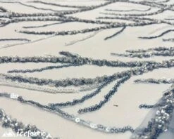 Light Blue Handmade Beaded Fabric / Lace Fabric With Sequin -Luxtex Store light blue handmade beaded fabric lace fabric with sequin 481206