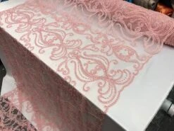 Light Pink Embroidered Bridal Design Beaded Mesh Lace Fabric -Luxtex Store light pink embroidered bridal design beaded mesh lace fabric 718966