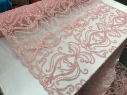 Light Pink Embroidered Bridal Design Beaded Mesh Lace Fabric -Luxtex Store light pink embroidered bridal design beaded mesh lace fabric 915859