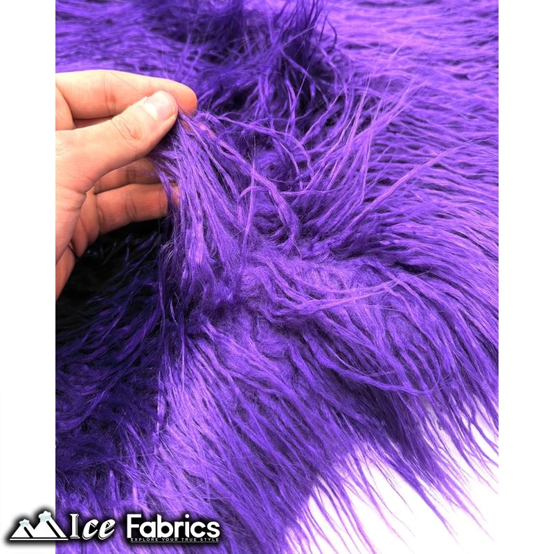 Purple Long Pile Yeti Mongolian Faux Fur Fabric | 4” Pile 5 Purple Long Pile Yeti Mongolian Faux Fur Fabric | 4” Pile - Image 3