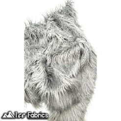 Silver Long Pile Yeti Mongolian Faux Fur Fabric | 4” Pile -Luxtex Store long pile yeti mongolian faux fur fabric 4 pile 340559