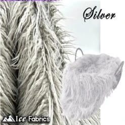 Silver Long Pile Yeti Mongolian Faux Fur Fabric | 4” Pile -Luxtex Store long pile yeti mongolian faux fur fabric 4 pile 534541