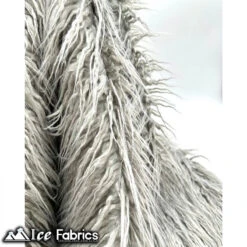 Silver Long Pile Yeti Mongolian Faux Fur Fabric | 4” Pile