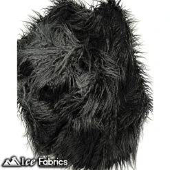 Black Long Pile Yeti Mongolian Faux Fur Fabric | 4” Pile -Luxtex Store long pile yeti mongolian faux fur fabric 4 pile 932097