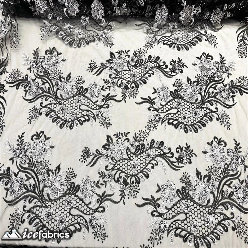 Luca Lace Fabric | Floral Embroidery Lace 6 Luca Lace Fabric | Floral Embroidery Lace - Image 4
