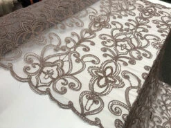 Mauve Embroidery Designed Beaded Mesh Lace Fabric Bridal Wedding Dresses -Luxtex Store mauve embroidery designed beaded mesh lace fabric bridal wedding dresses 196858