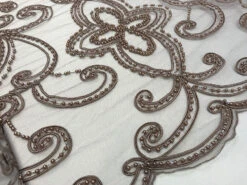 Mauve Embroidery Designed Beaded Mesh Lace Fabric Bridal Wedding Dresses -Luxtex Store mauve embroidery designed beaded mesh lace fabric bridal wedding dresses 656275