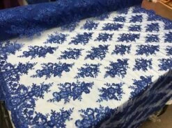 Modern Flower Design Metallic Embroidered Cord Prom With Sequins Mesh Lace Fabric -Luxtex Store modern flower design metallic embroidered cord prom with sequins mesh lace fabric 197465