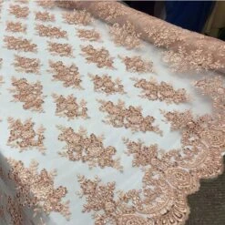 Modern Flower Design Metallic Embroidered Cord Prom With Sequins Mesh Lace Fabric -Luxtex Store modern flower design metallic embroidered cord prom with sequins mesh lace fabric 266913