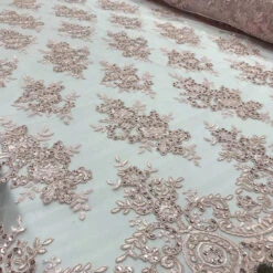 Modern Flower Design Metallic Embroidered Cord Prom With Sequins Mesh Lace Fabric -Luxtex Store modern flower design metallic embroidered cord prom with sequins mesh lace fabric 340470