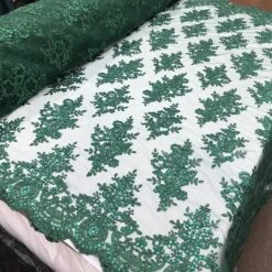 Modern Flower Design Metallic Embroidered Cord Prom With Sequins Mesh Lace Fabric -Luxtex Store modern flower design metallic embroidered cord prom with sequins mesh lace fabric 452218